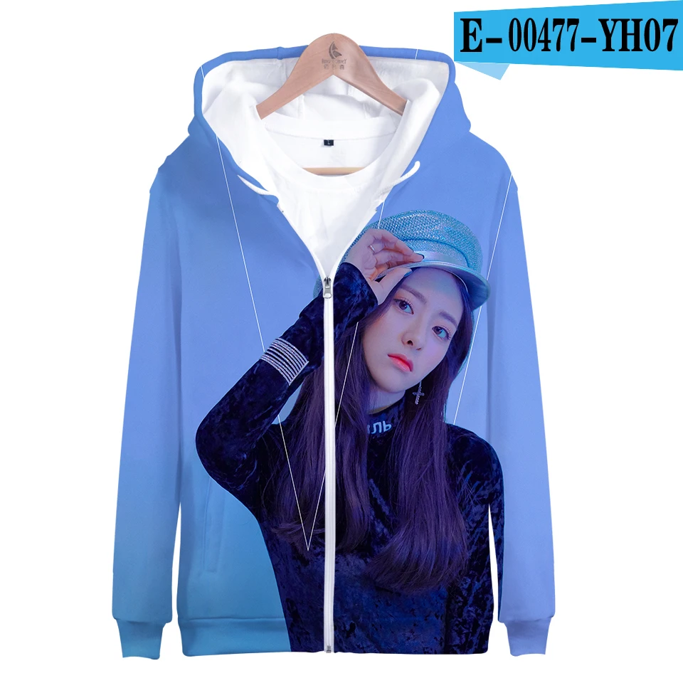 10 Забавные 3d Itzy Kpop моды хип-хоп Для мужчин Для женщин Толстовки с капюшоном на молнии куртка топ Повседневное с длинным рукавом унисекс на молнии 3D с капюшоном толстовка 4XL - Цвет: 10