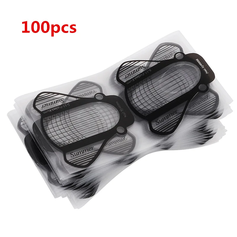 100 pcs 20/50/100 шт наращивание ногтей формы пресс-формы для наращивания ногтей Гель-Маникюр от французского бренда Топ трафарет здания наклейки УФ гель для ногтей - Цвет: 100 pcs