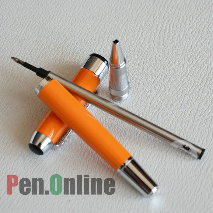 Шариковая ручка JINHAO 250 перьевая яркая оранжевая серебристая отделка и зажим |