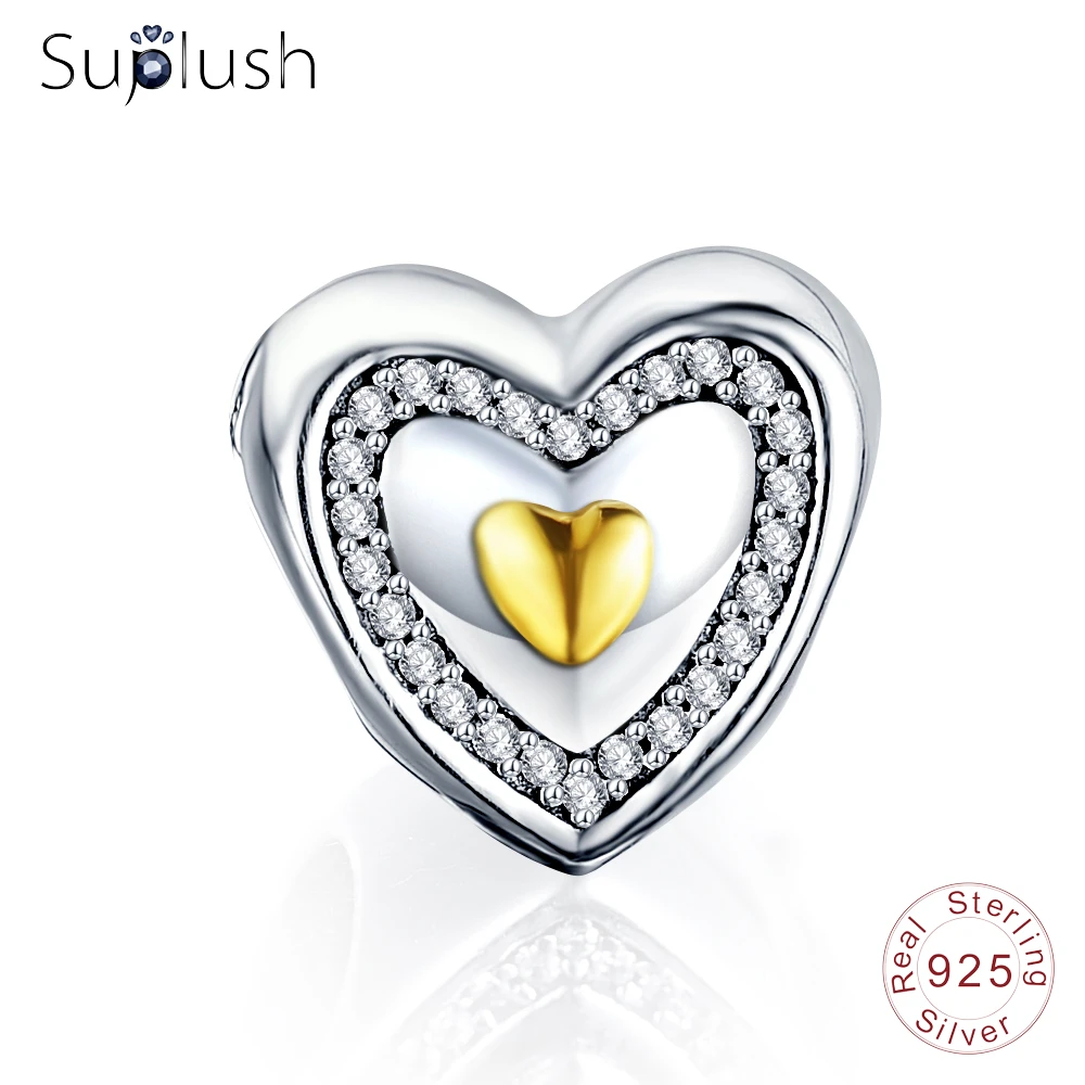 Suplush новый 100% стерлингового серебра 925 пробы шарик Любовь Сердце и мама Шарм для