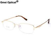 gmei optical s8213 alloy metal semi rimless eyeglasses frame for women prescription optical eyewear glasses