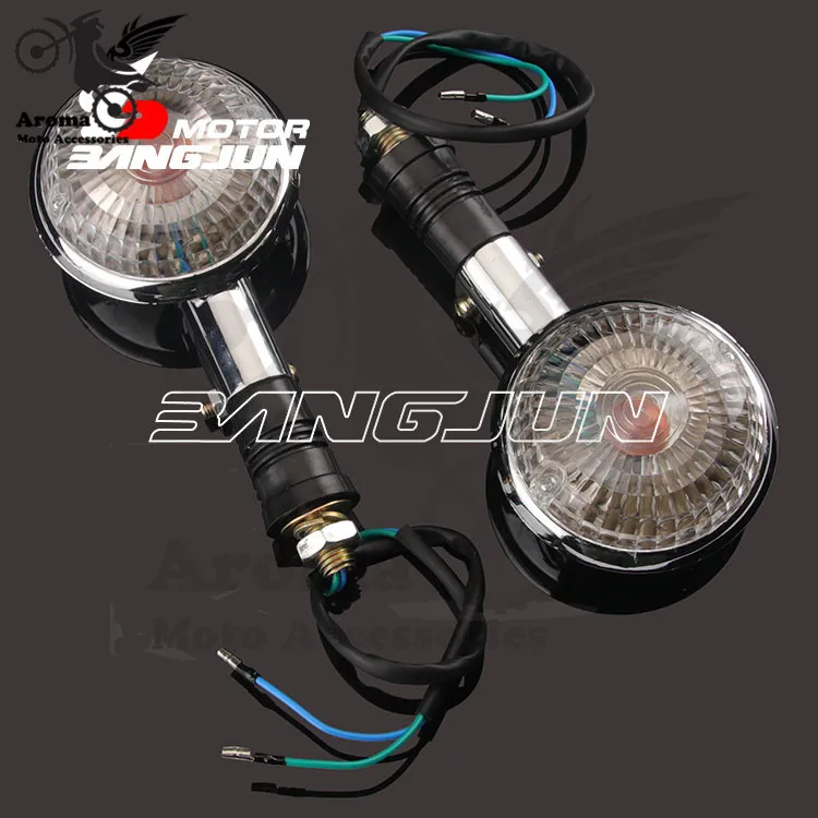 Круглый хромированный мото rbike мигалка Янтарный Для yamaha XV250 400 650 индикаторные части мото мигает мото rcycle сигнальный светильник поворота - Цвет: Прозрачный