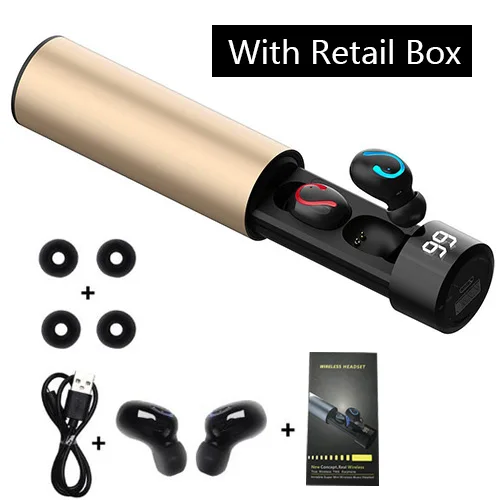 gold with box FANGTUOSI, новинка, Q67 TWS, Bluetooth 5,0, беспроводные наушники, 3D стерео гарнитура, свободные руки, спортивные, водонепроницаемые, наушники для iPhone - Цвет: gold with box