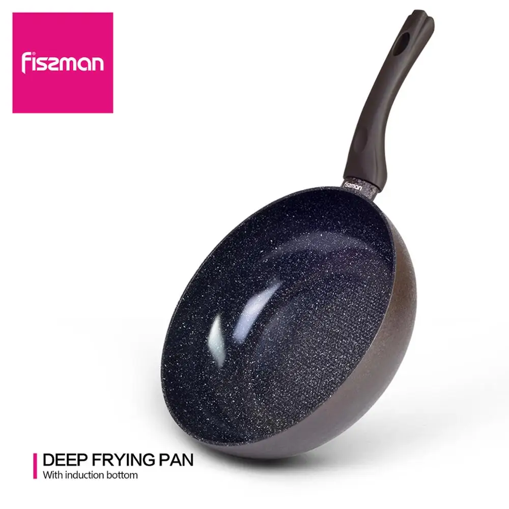 Антипригарная алюминиевая сковорода FISSMAN с черным мраморным керамическим