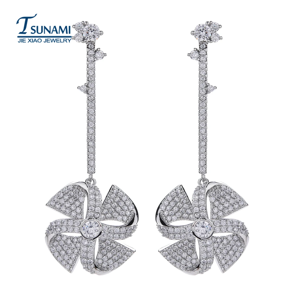 Высококачественные роскошные циркониевые серьги в виде ветряной мельницы