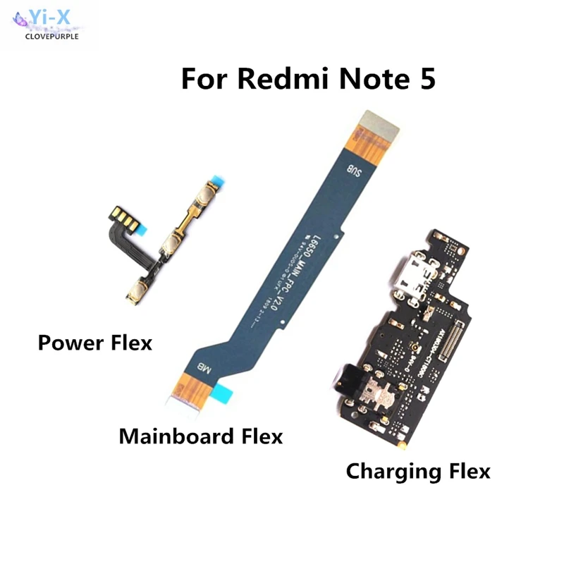 

Power Volume Flex Cable & USB Charging Board Flex Cable & Motherboard Connections Line Flex Cable For Xiaomi Redmi Note 5