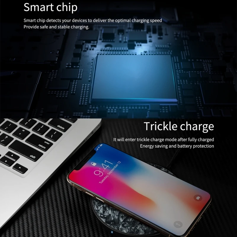 

HAWEEL Power Flash Tempered Glass Qi Standard Wireless Charger Charging Pad