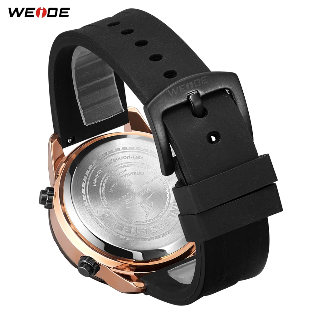 WEIDE, Новое поступление, роскошные повседневные часы с календарем, хронографом, аналоговый ЖК-цифровой силиконовый ремешок, Кварцевые водонепроницаемые наручные часы