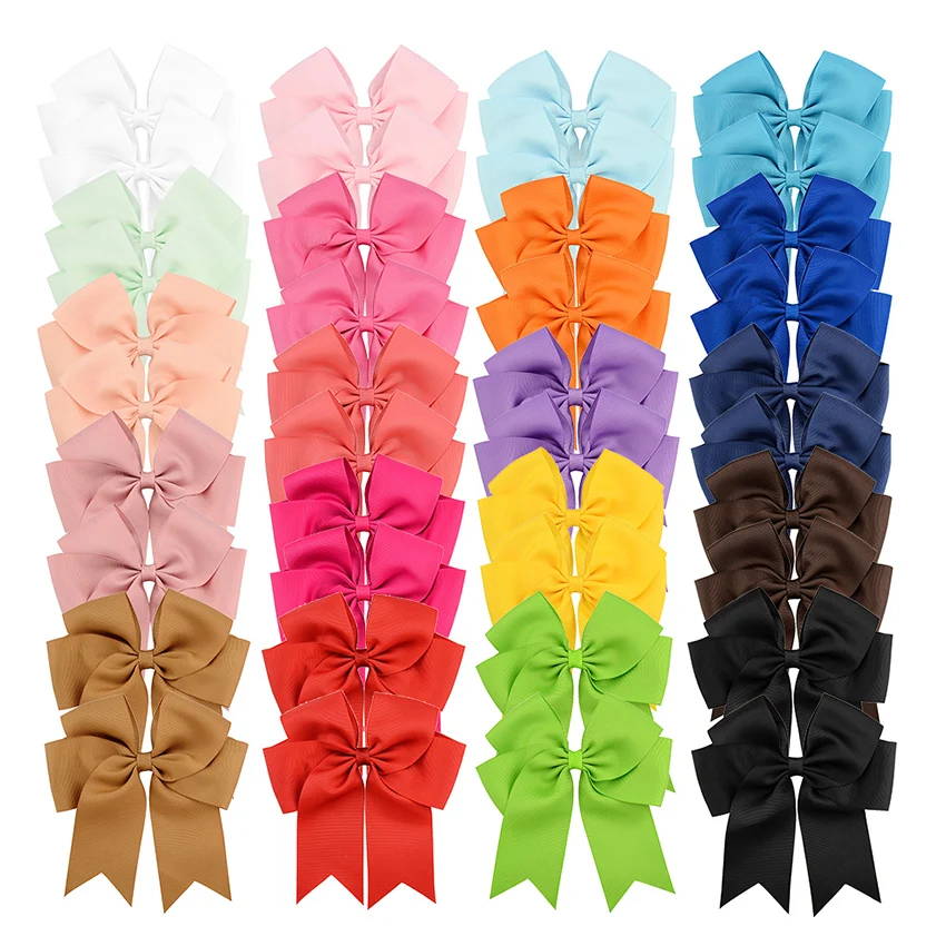 20 пар 6 дюймов большой Cheer Grosgrain ленты бант аксессуары для волос ручной работы Твердые Болельщицы банты для волос с аллигатором заколки для волос