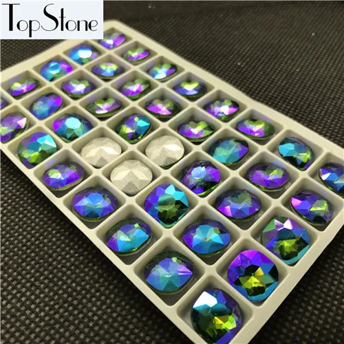 grass green ab TopStone все цвета AB 40 шт 12 мм классический толстый квадратный точечный камень необычные стеклянные кристаллы для изготовления ювелирных изделий - Цвет: grass green ab