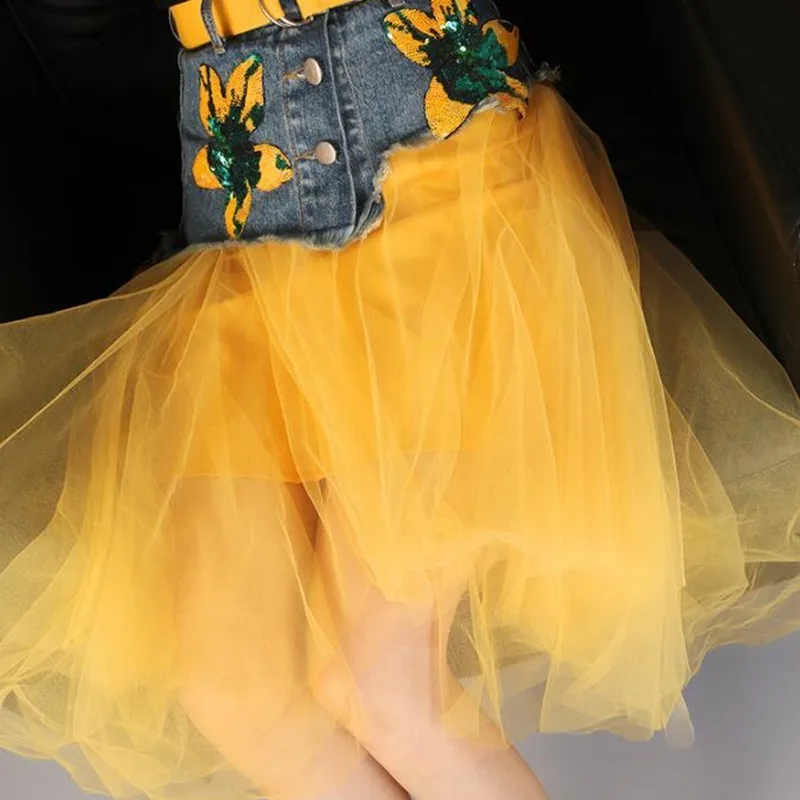 Женская сетчатая юбка пачка TWOTWINSTYLE летняя повседневная с блестками и