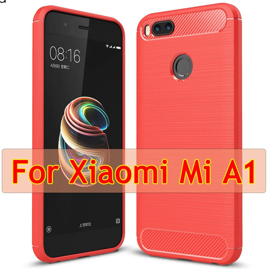Чехол для Xiaomi mi A1 из углеродного волокна, мягкая задняя крышка из ТПУ для mi A1 mi 5X6 mi 5X mi 6, чехол-броня, чехол Xio mi Silicon A 1 - Цвет: for Mi A1 - Red