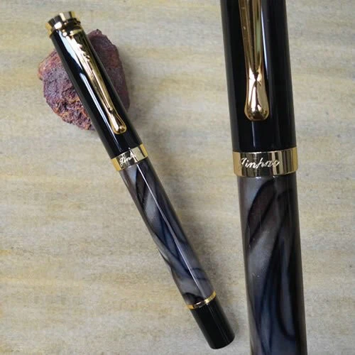 Бесплатная Доставка-1 Шт. Серый и Черный ролика шариковая Ручка золотой зажим Jinhao