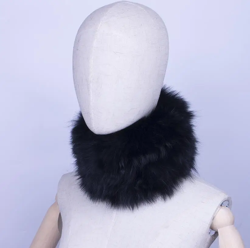 black fox fur YCFUR, женский шарф, зимний эластичный вязаный шарф из натурального меха лисы, шарфы для женщин, шарф для шеи, женские резинки для волос, резинки для девочек - Цвет: black fox fur