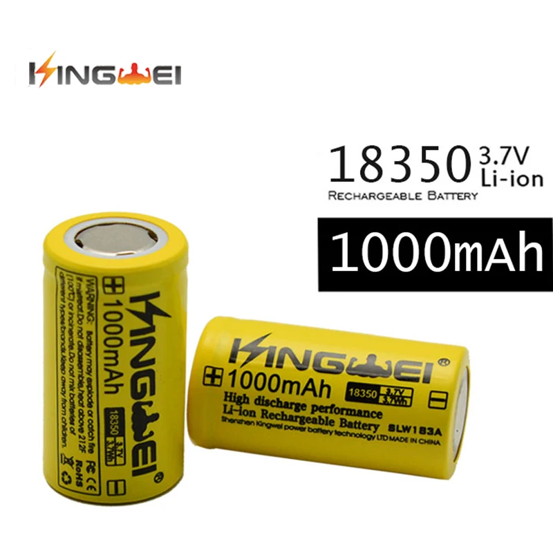 Аккумулятор KingWei 18350 большой емкости желтый 1000 мАч 3 7 в литий-ионный аккумулятор |