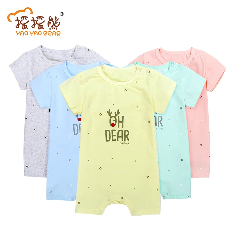 Детские летние комбинезоны с коротким рукавом хлопковый комбинезон мультяшным