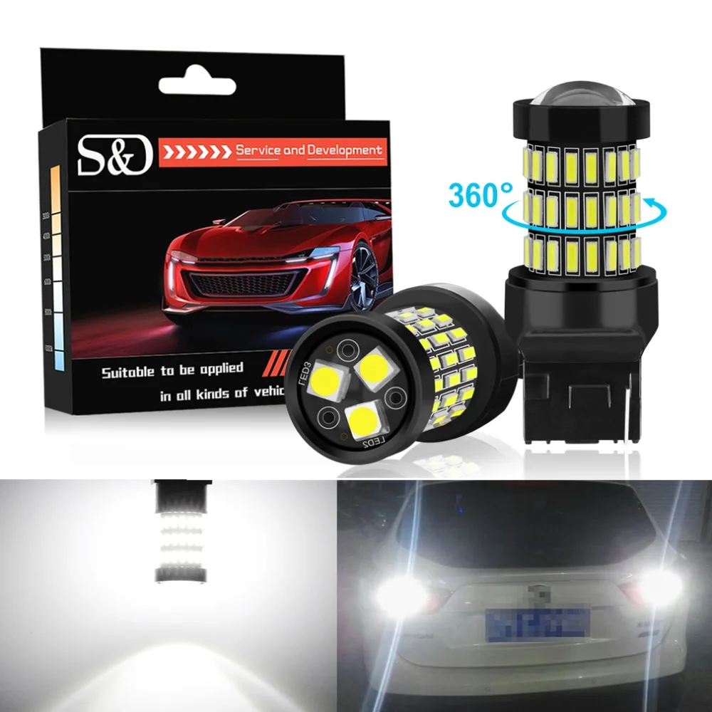 

S&D 2pcs T20 7440 W21W WY21W LED 7443 SRCK W21/5W LED Bulbs 12V Car Lights Turn Signal Brake Reverse Tail Lamp Auto 1200LM