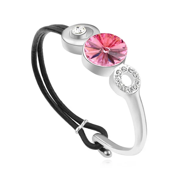 2 Бренд ANNGILL, браслет с настоящими кристаллами Swarovski, роскошные кожаные браслеты и браслеты для женщин, элегантные вечерние ювелирные изделия - Окраска металла: 2