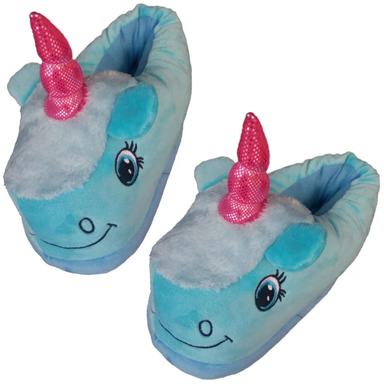 Взрослые плюшевые тапочки с единорогом для женщин домашняя Милая обувь