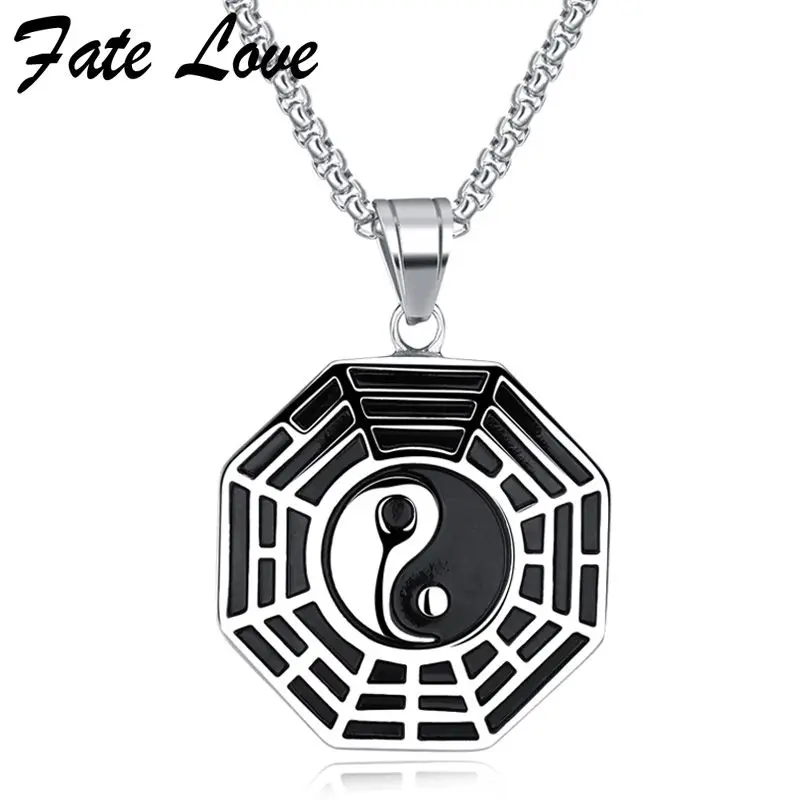 Подвеска Fate Love в китайском стиле с компасом Тай Чи мужское ожерелье из