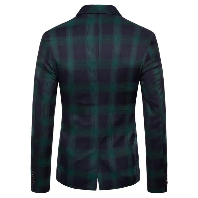 AOWOFS плед блейзеры Для мужчин костюмы Мода одной кнопки пиджак Slim Fit клетчатый Для мужчин s Блейзер Одежда сцены