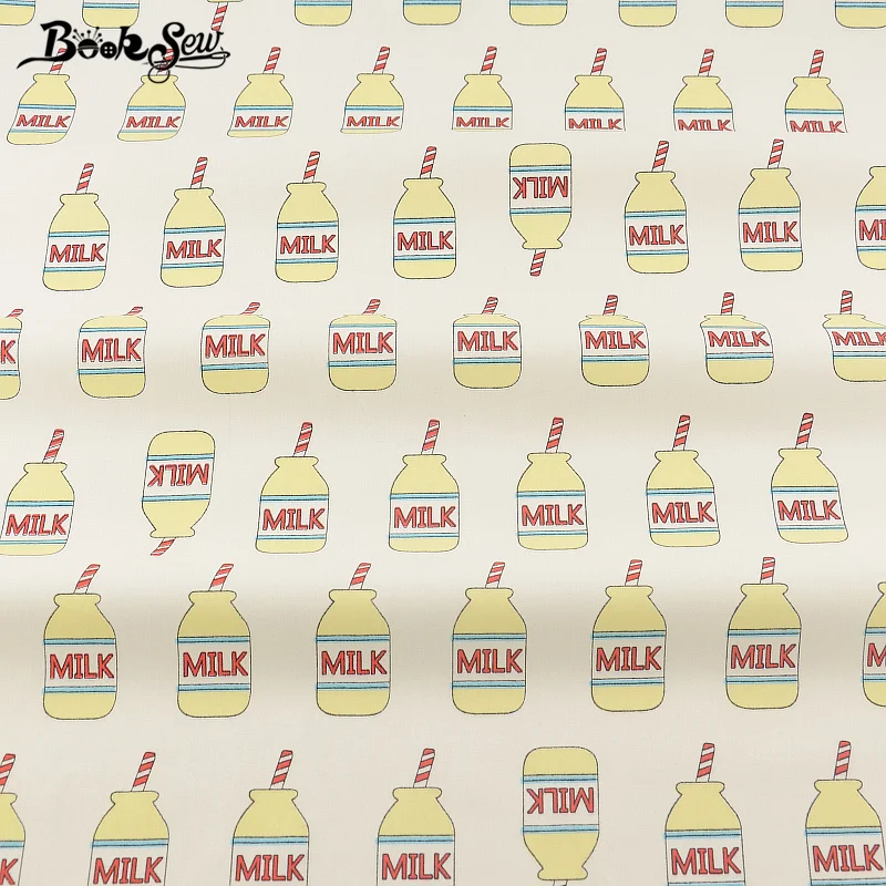 Booksew Новое поступление милый дизайн молока хлопок твил ткань домашний текстиль
