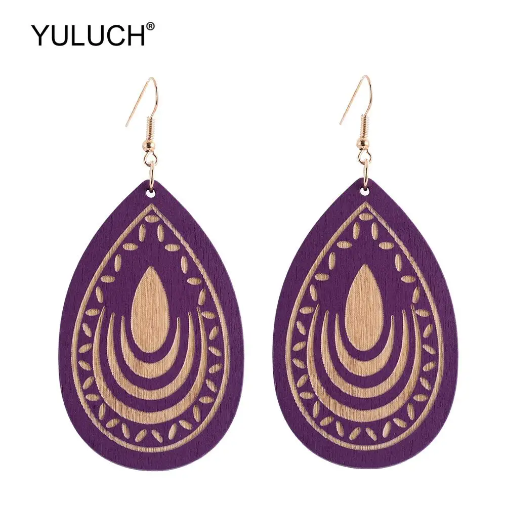 YULUCH 2019 африканские индийские женские фиолетовые красные серьги в форме капли
