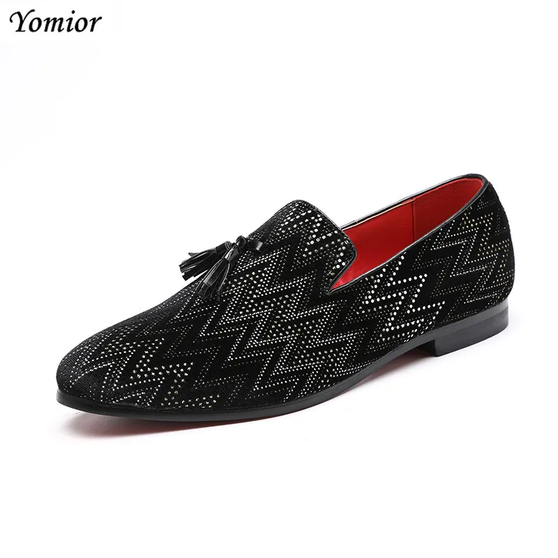 

Yomior Italian Style Tassel Flock Pointed Toe Wedding Casual Shoes Slip-On Formal Suit Dress Shoes Party Flats Black Oxfords