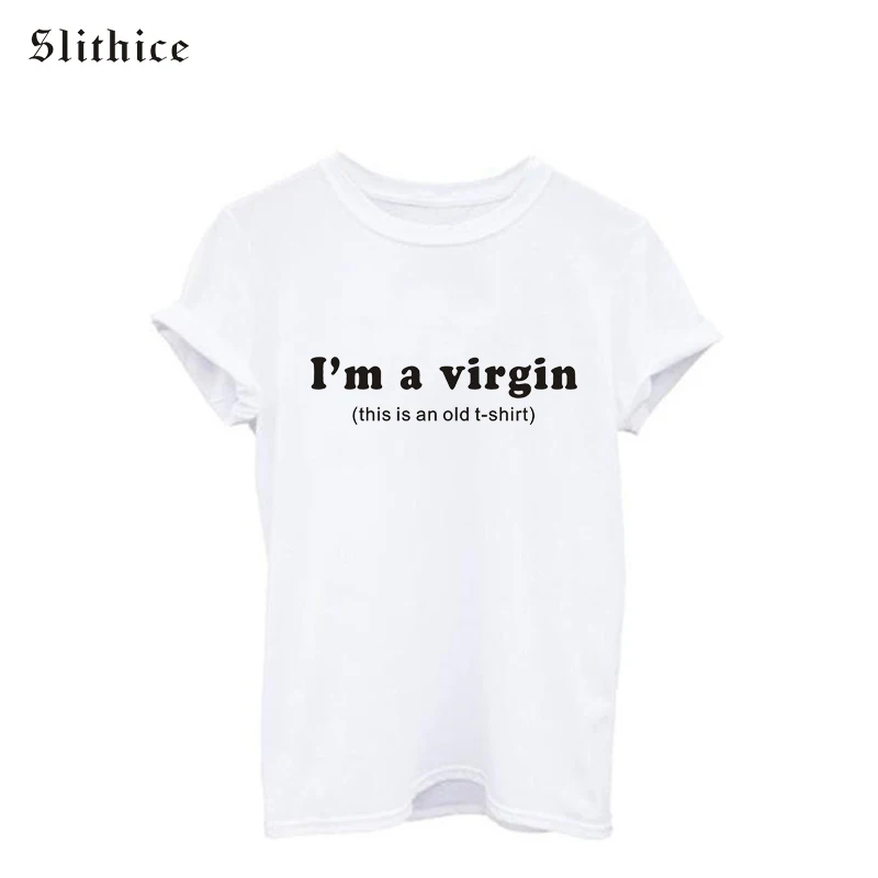 Модная женская футболка I'm a virgin this is an old в стиле панк с коротким рукавом