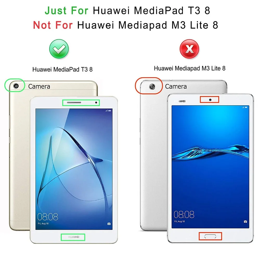 Чехол подставка из искусственной кожи для Huawei MediaPad T3 8 0 дюйма|Чехлы планшетов и