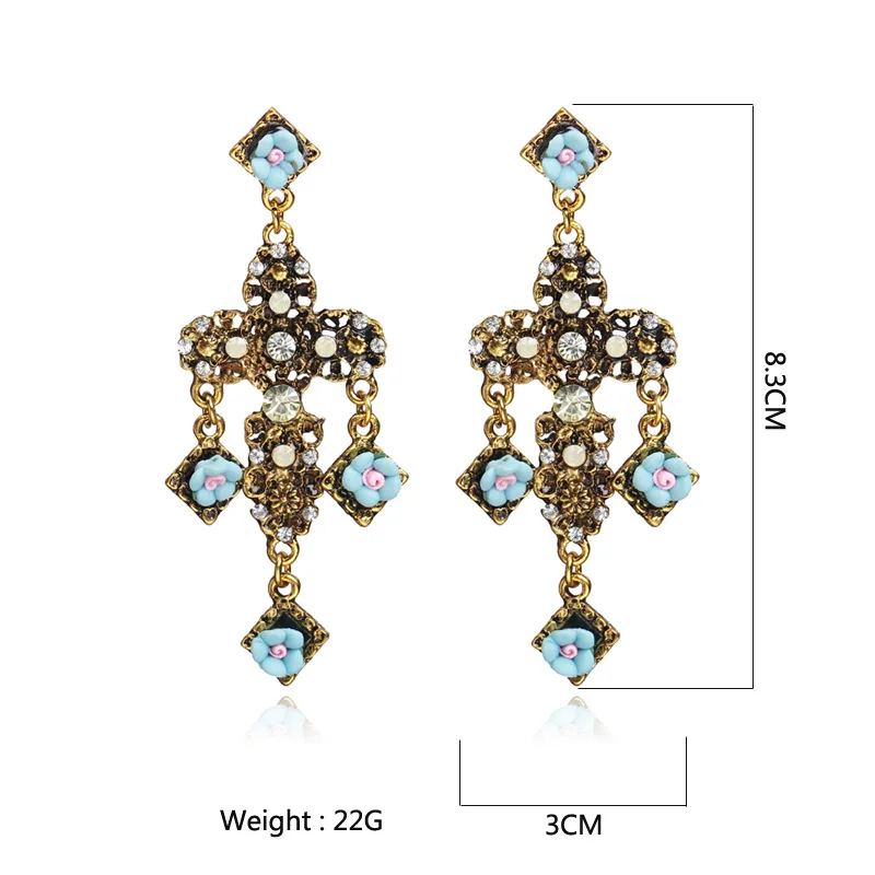 YONGMAN 2018 Brand Vintage Big Gem Long Tassels Drop Cross Earrings for Women Jewelry Ethnic Boho Dangle Wholesale | Украшения и