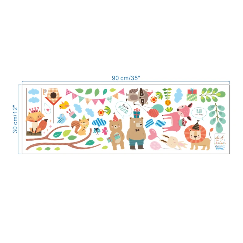 

Forest Fox Lion Owl Wall Stickers For Kids Rooms Bedroom Home Decoration Cartoon Animals Wall Stickers Party Poster Mural Art