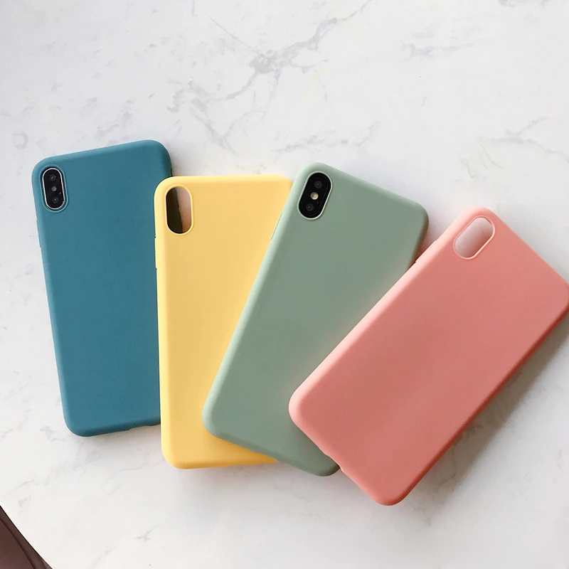 Простой сплошной цвет силиконовый чехол для пар для iphone XR X XS Max 6 6S 7 8 Plus милый карамельный цвет мягкий свежий Модный чехол для телефона s