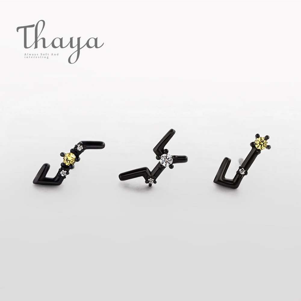 Thaya 12 для созвездий циркониевые серьги-гвоздики S925 пробы с кристаллами для женщин панк мистические ювелирные изделия элегантные на день рождения
