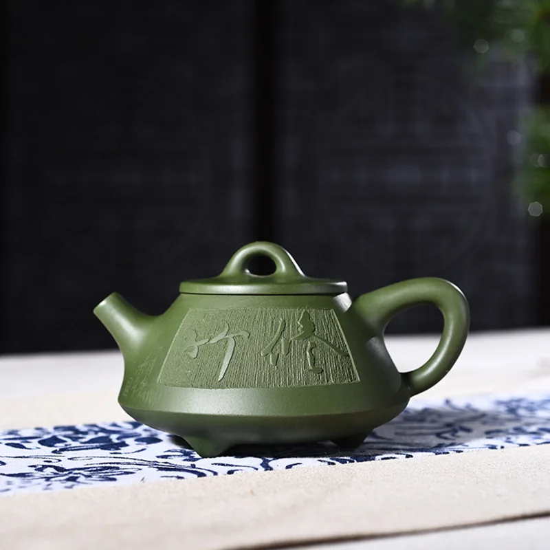 

230ml Yixing Purple Sand Tea Pot Genuine Full Manual Rare Raw Green Mud Zisha Teapot Kung Fu tea Kettle Free Shipping