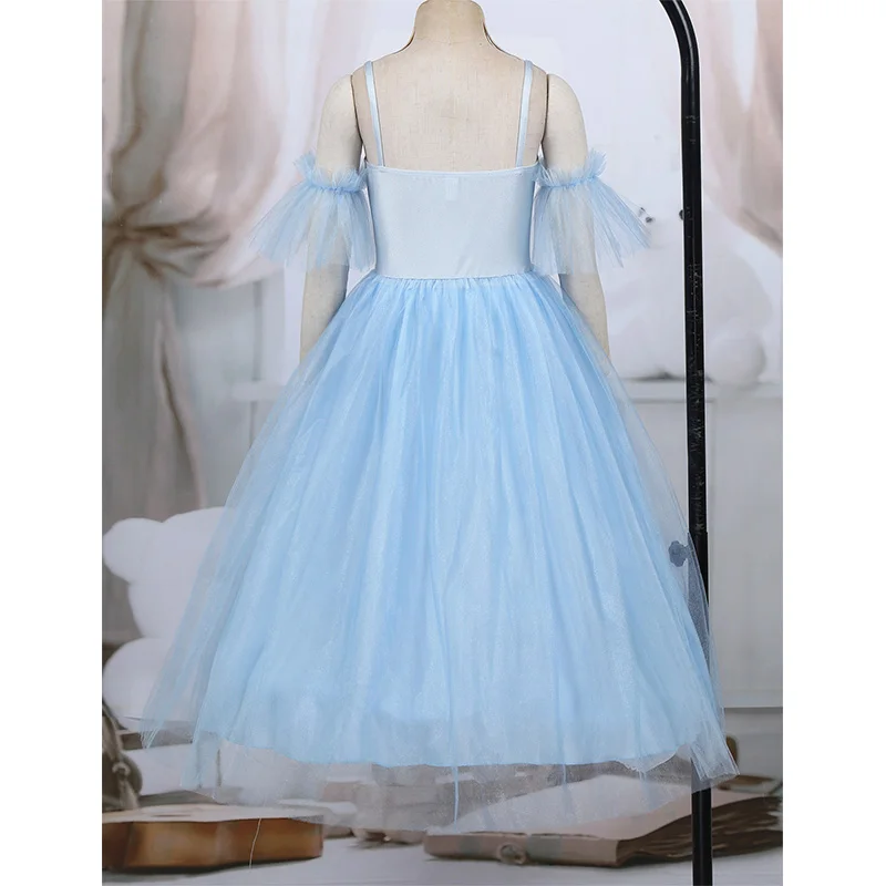 TiaoBug/детское Сетчатое балетное длинное платье-пачка на тонких бретельках с