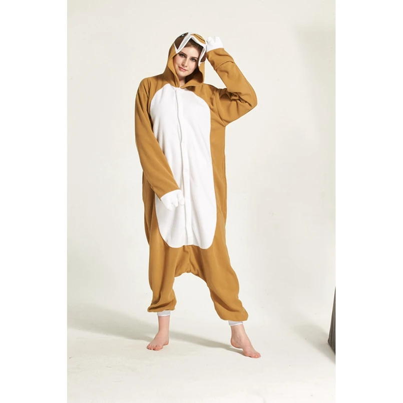 Лень животных пижамы Onesie Толстовка для взрослых Для женщин Для мужчин Пижама праздника Хэллоуин пижамы руно полной длины