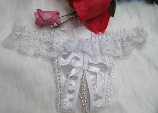 5pcs/set G-String Women Underwear T back Thongs Panty Women's Sexy Lace Open Crotch Pearls Panties WNK03 |