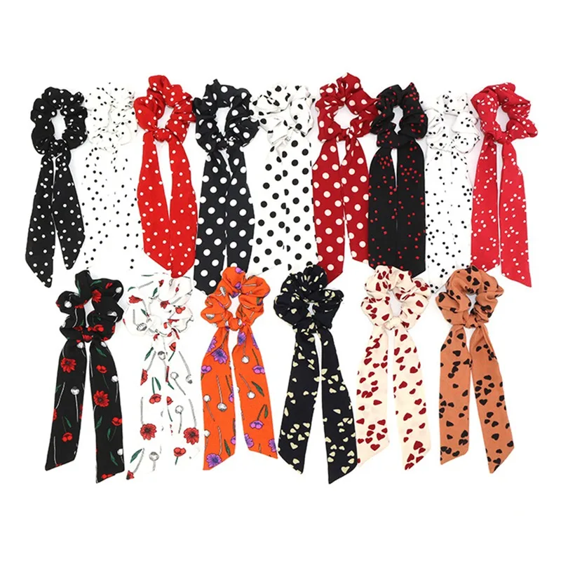 Женский шарф резинка с цветочным принтом эластичная для волос в богемном стиле