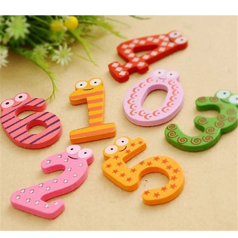 10 шт. деревянные цифровые Мультяшные магнитные игрушки для детей креативные