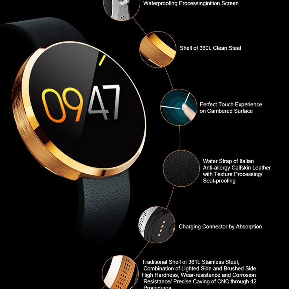DM360 TimeOwner Bluetooth Smartwatch Смарт часы для IOS iPhone 6 S Andriod Мобильного Телефона с монитор
