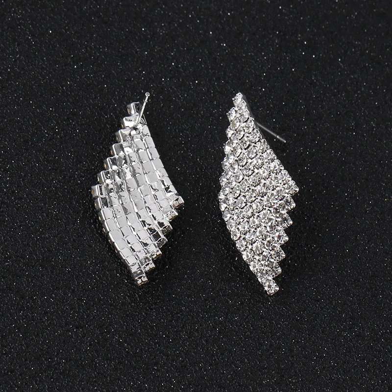 Женские серьги гвоздики серебряного цвета с кристаллами|crystal stud earrings|stud earringsstud
