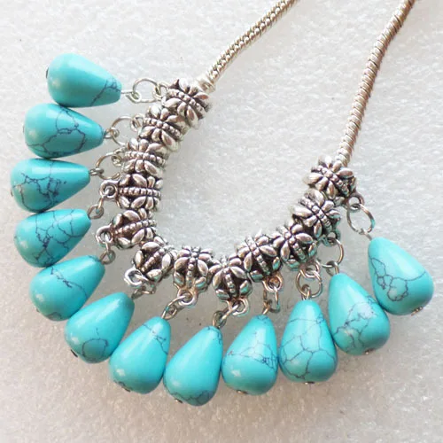 24 шт голубой бирюзовый кулон в форме капли подходит для европейского браслета