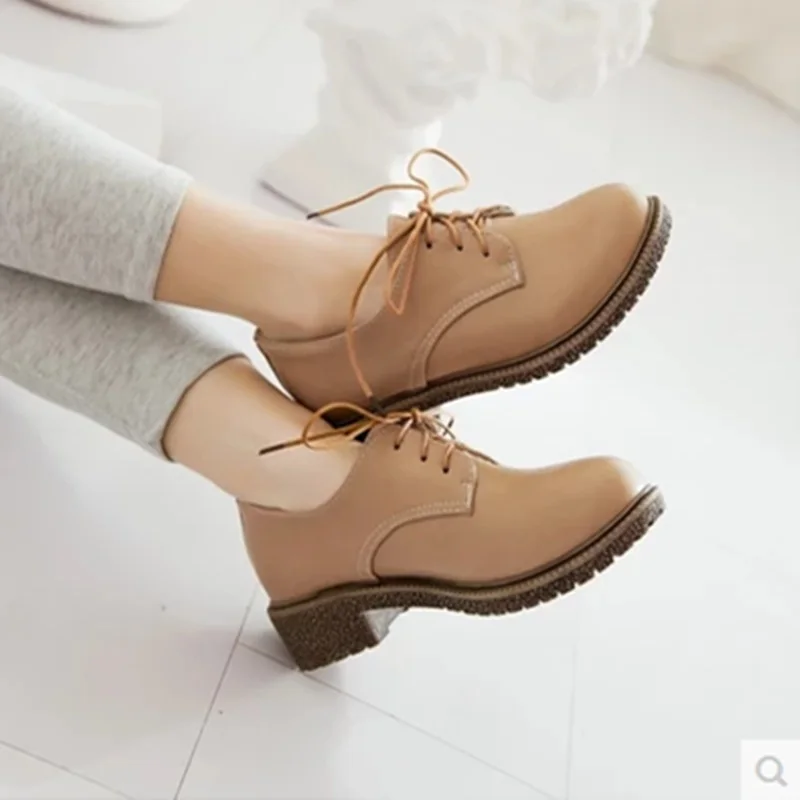 Женская обувь Американский Стиль Laceshoes каменный узор размера плюс 34-43 круглый