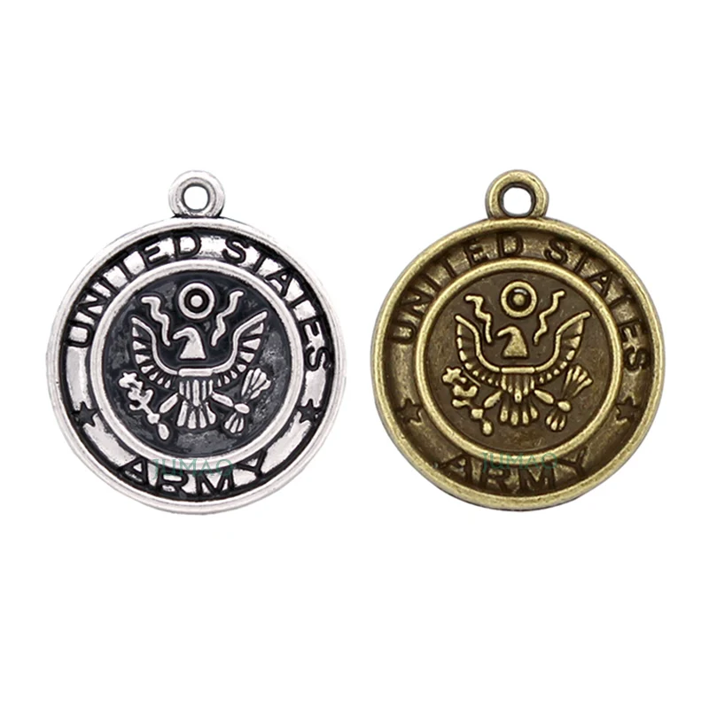 10 шт./лот подвески из античного серебра/бронзы армии США 23x20 мм|charm pendant|army charmsus army