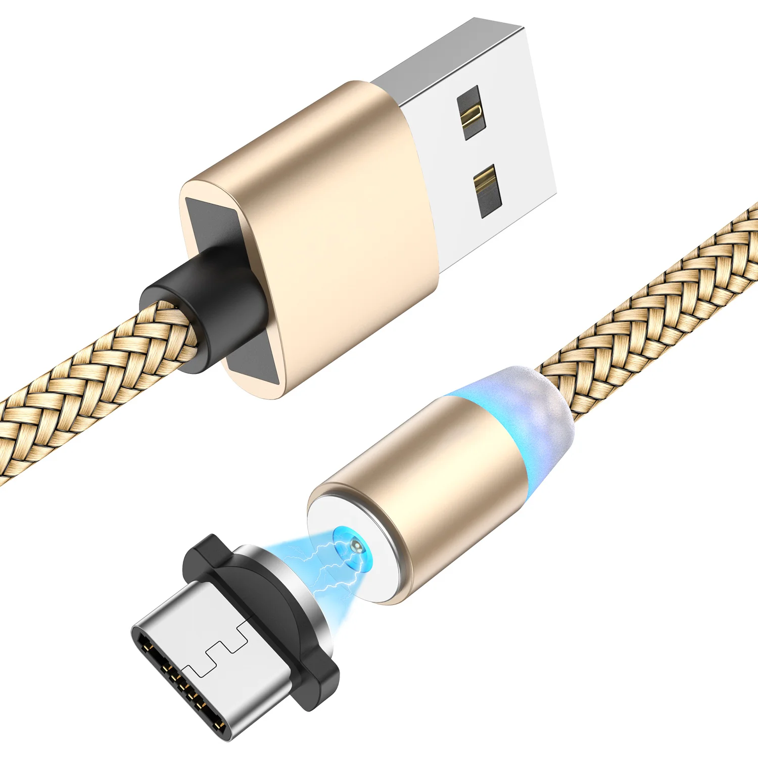 Moskado USB кабель с магнитной зарядкой USB цифровой линии быстрой зарядки Micro usb кабель для передачи данных type C USB зарядки шнуры - Цвет: For Type C Gold