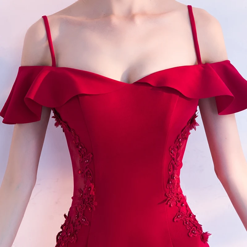Красный Русалка Длинные сексуальные леди девушки женщины принцесса невесты банкет вечерние бальные платья