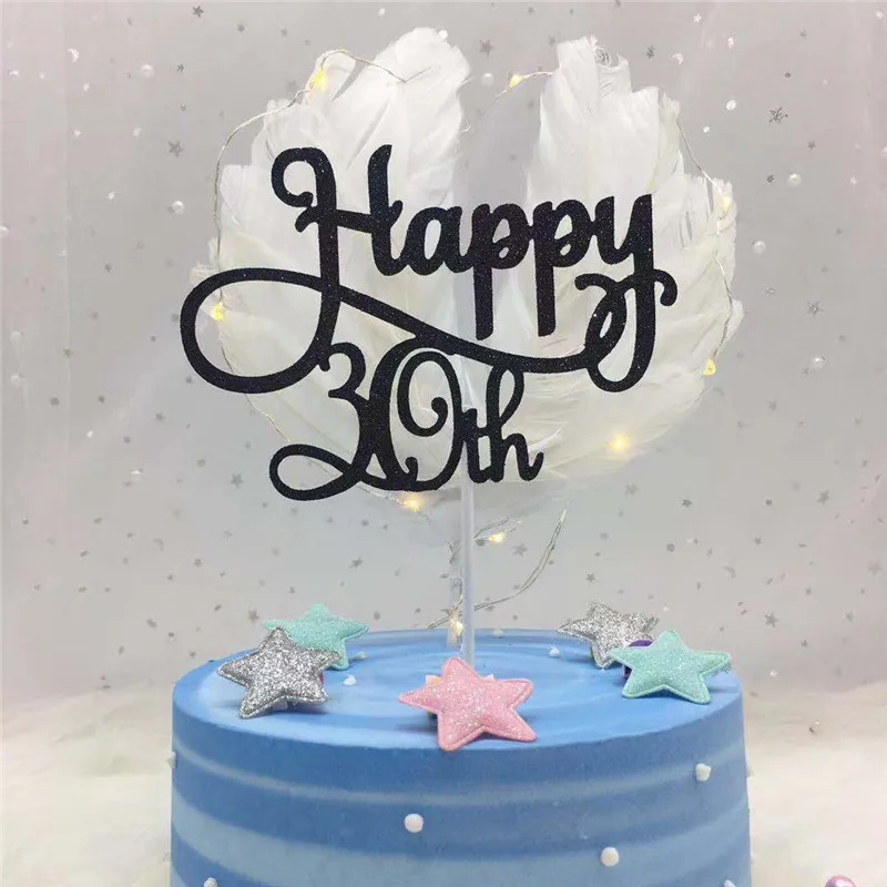 Золото/серебро/черный Расширенный блеск Happy 30 40 50 60th торт Топпер День рождения Свадебная вечеринка товары для украшения торта