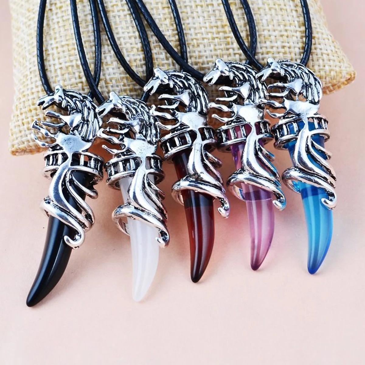 Мужской старинный Племенной Старк волчий Клык кулон ожерелье винтажный волк зуб