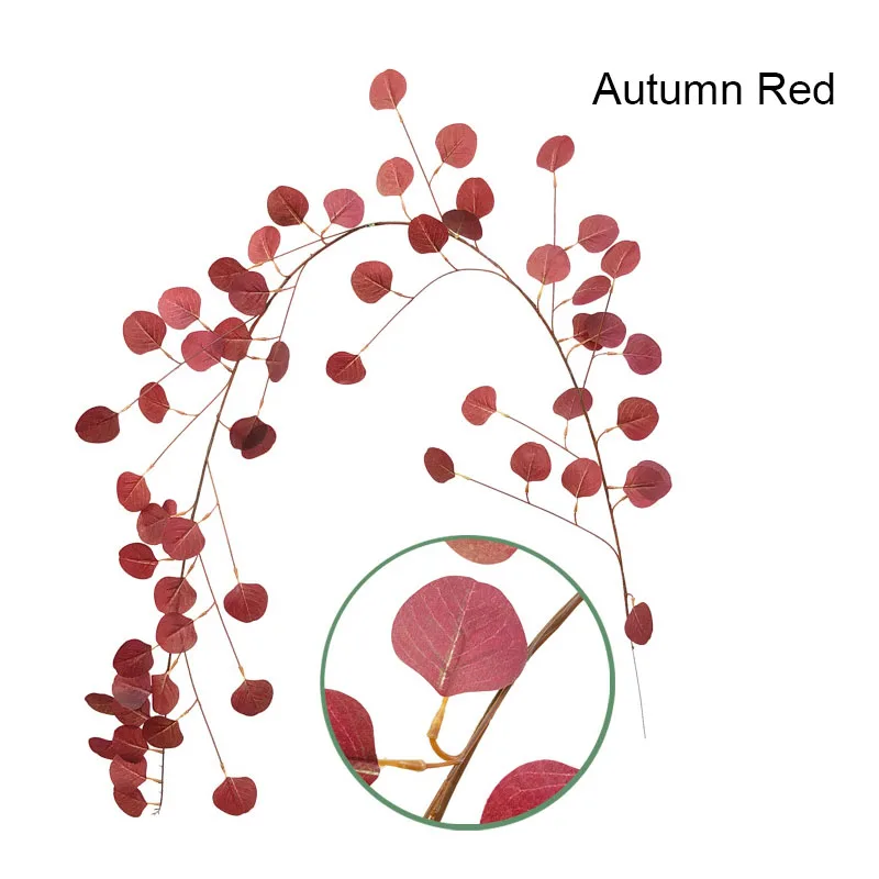 Autumn Red 2 м листья эвкалипта Свадебные вечерние украшения DIY Искусственные растения деревенский свадебный фон для помолвки невесты - Цвет: Autumn Red